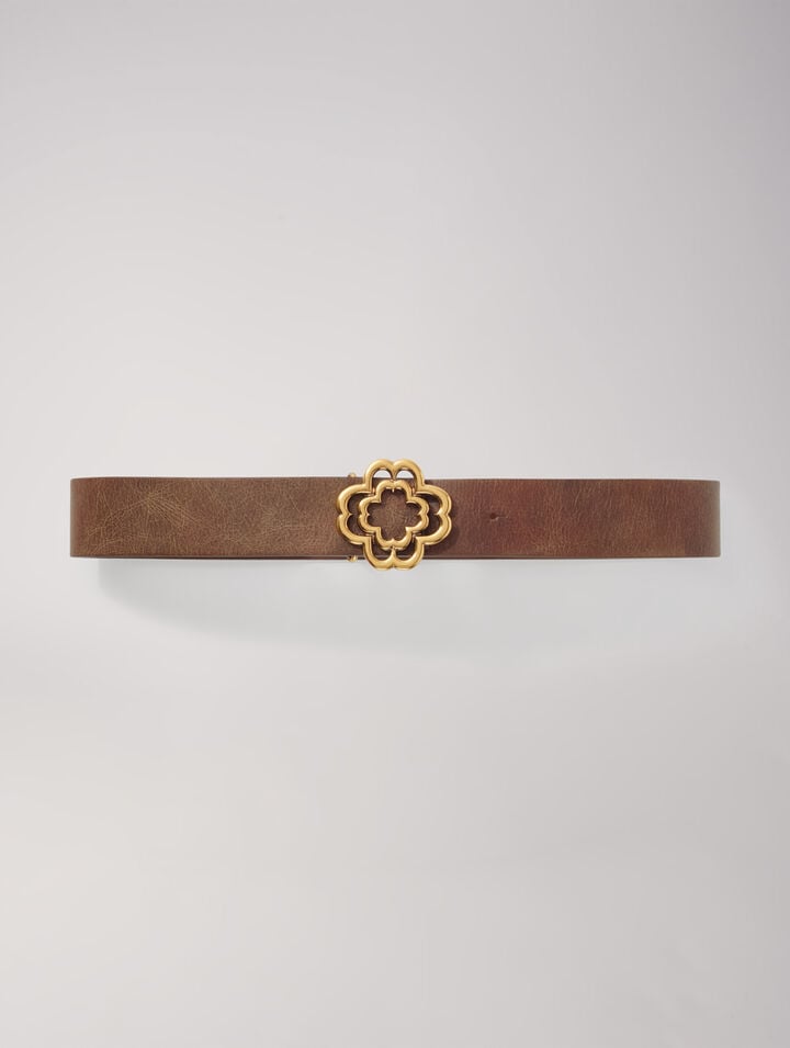 Distressed leather Clover belt