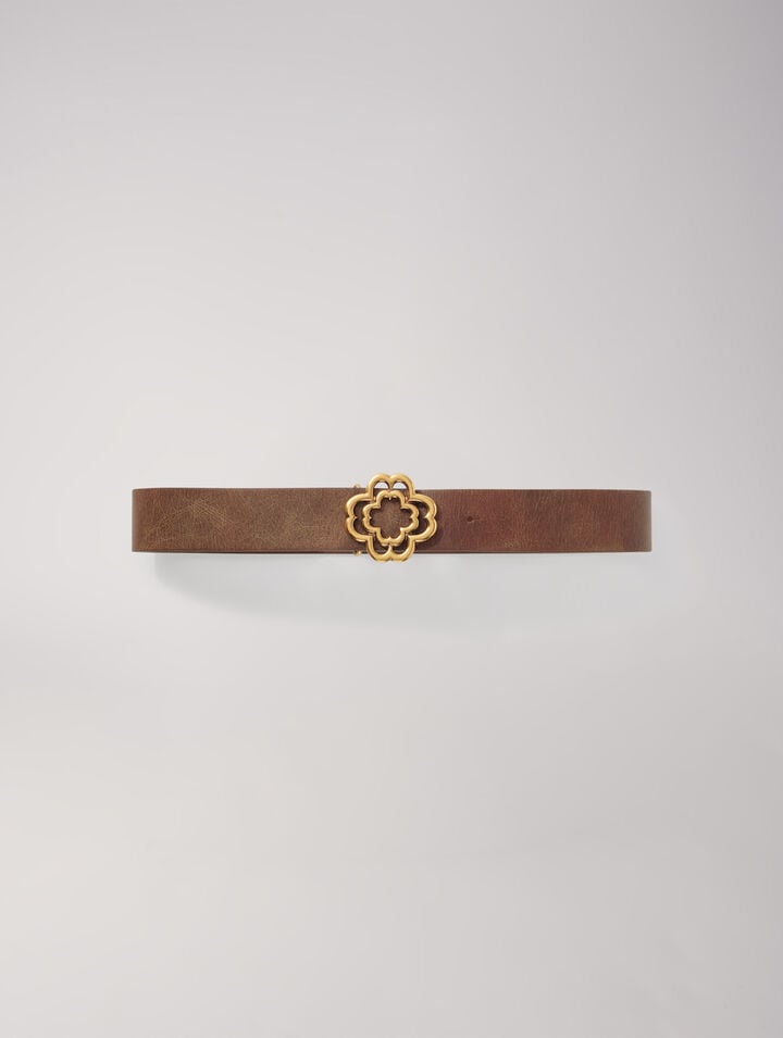 Distressed leather Clover belt