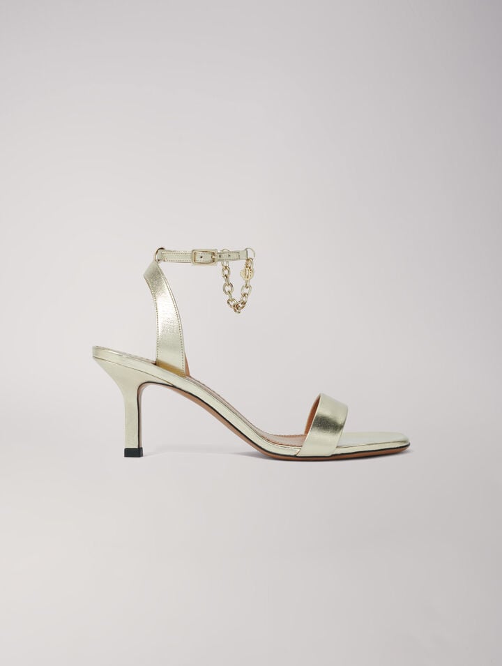 Gold metallic leather sandals