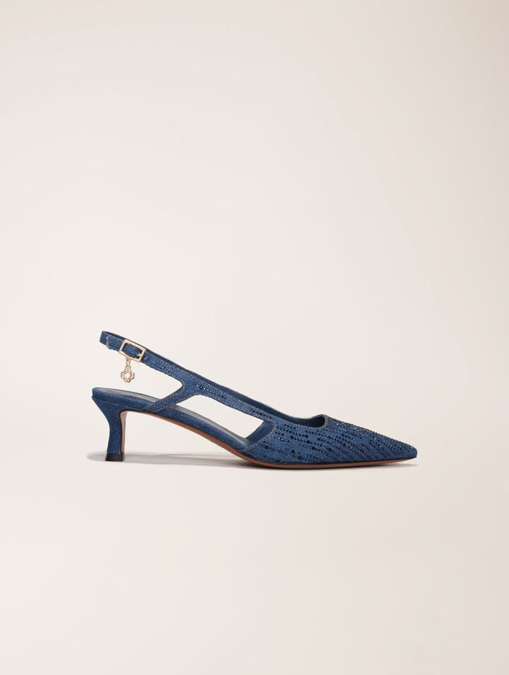 Slingback pump in rhinestone denim