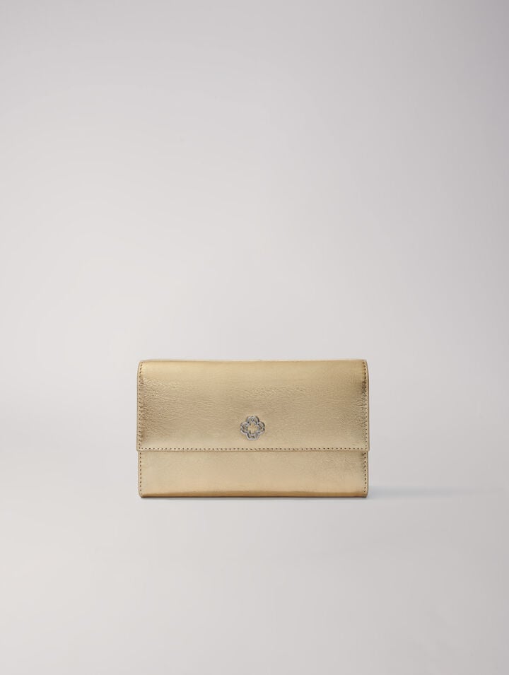 Leather clutch bag with chain