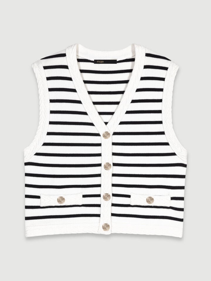 Sleeveless striped cardigan