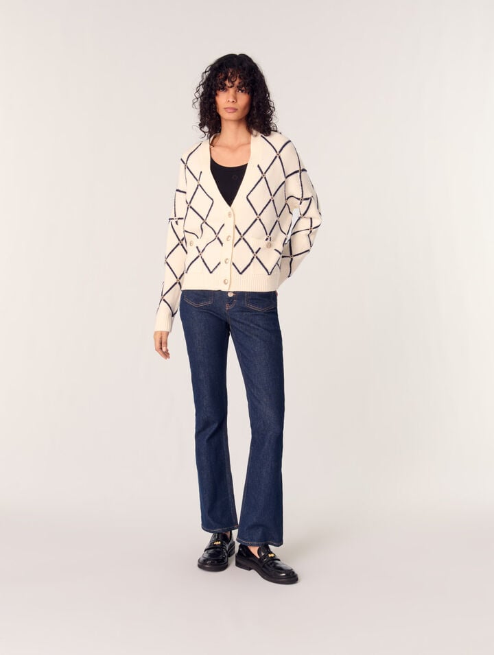 Diamond pattern knitted cardigan