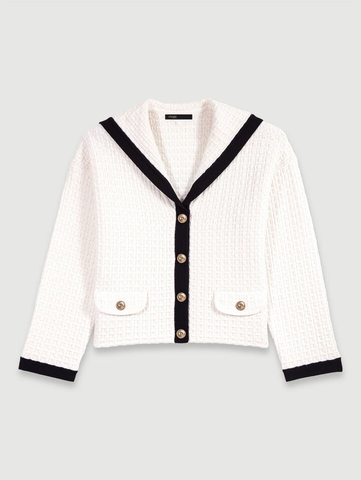 Contrast collar cardigan