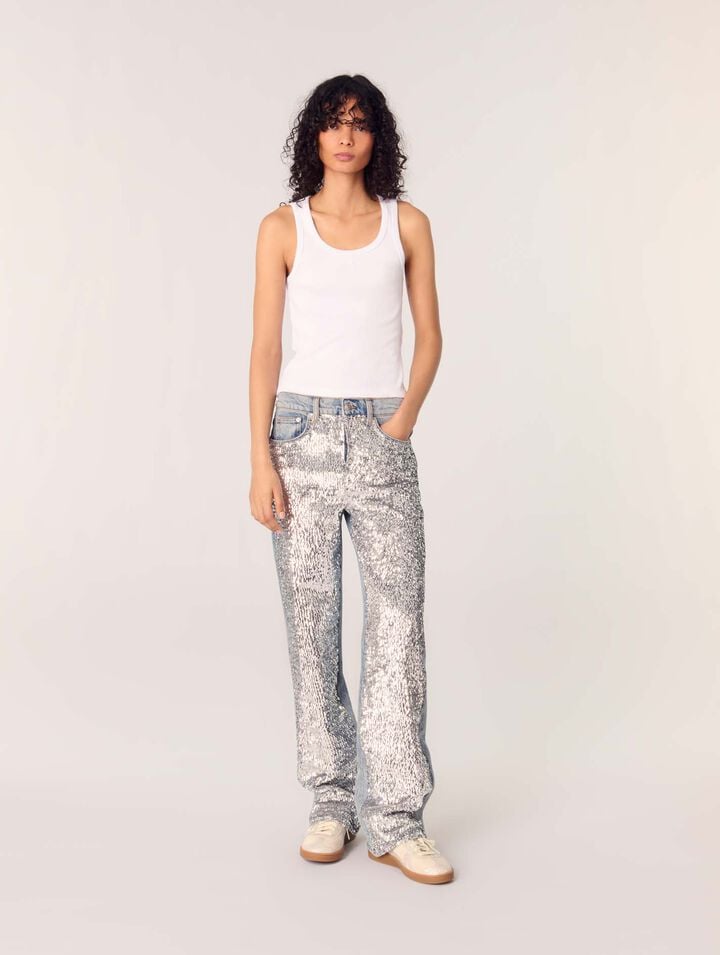 Sequinned jeans