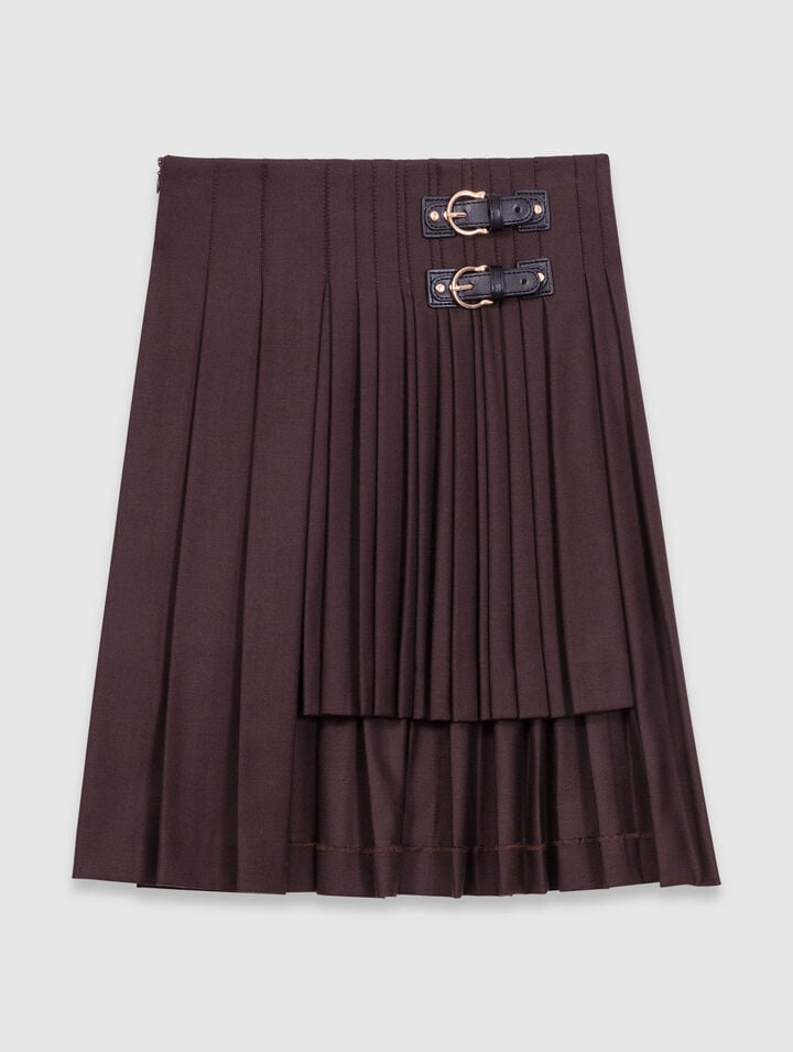 Asymmetrical pleated short skirt