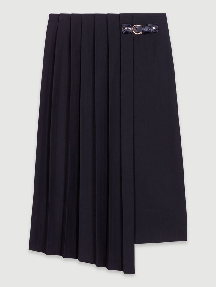 Asymmetrical long pleated skirt