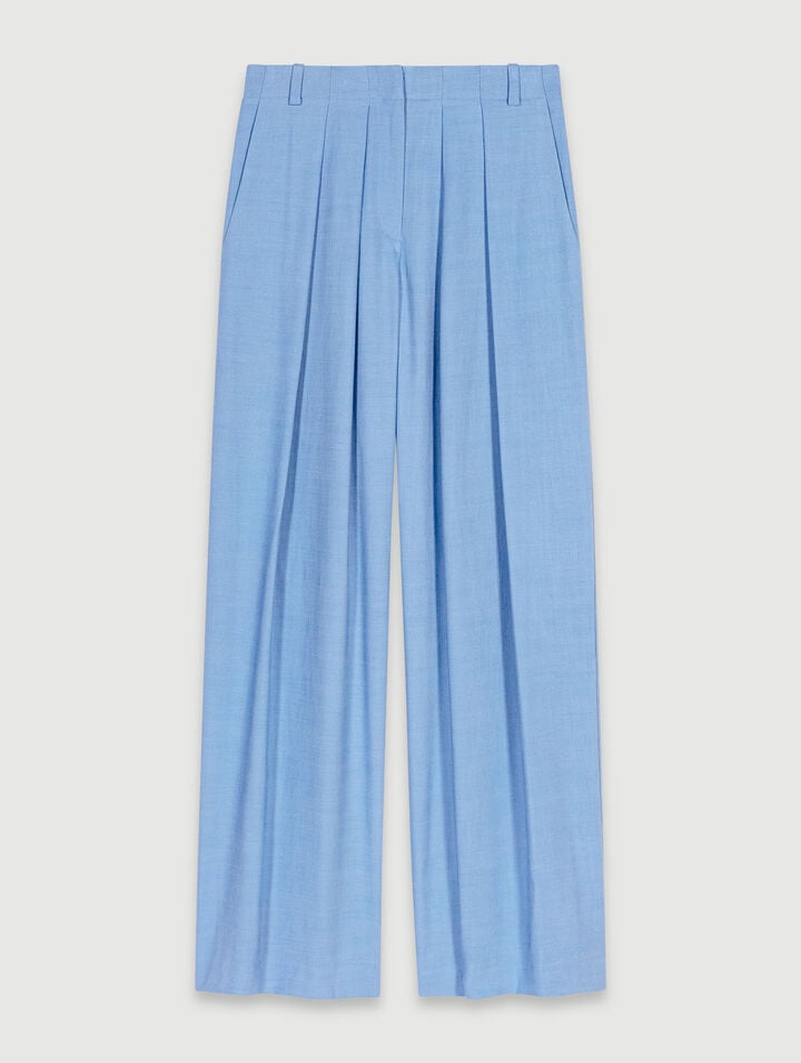 Wide-leg suit trousers with pleats 