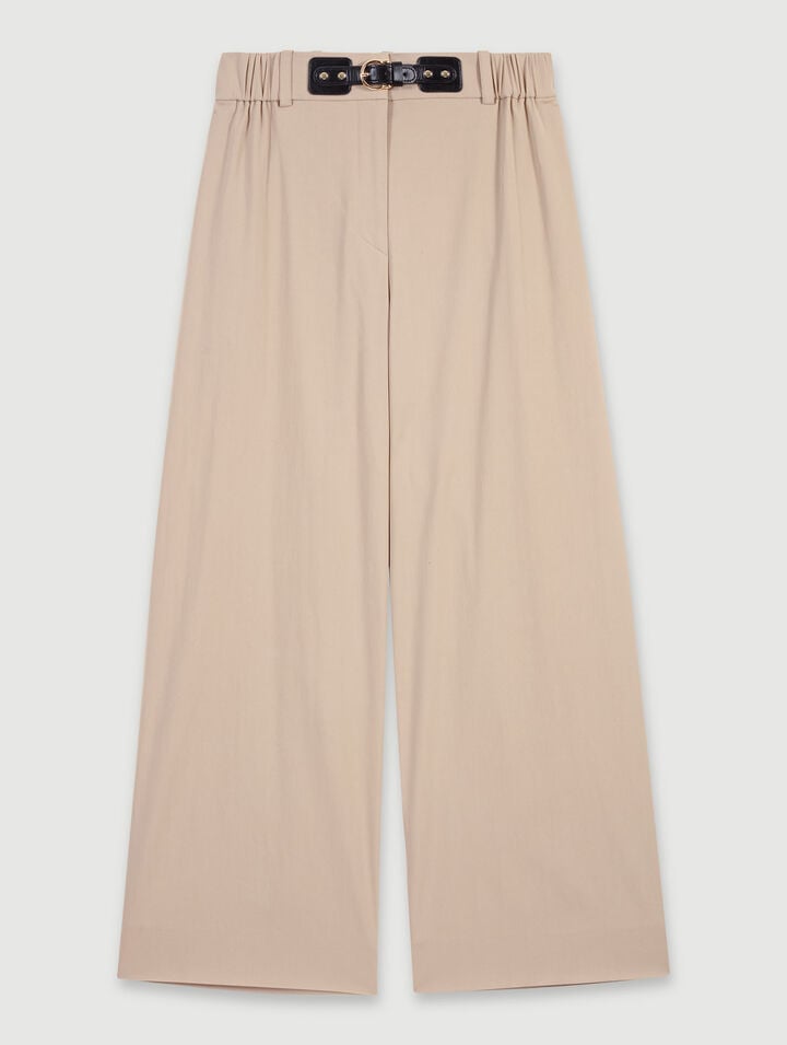 Wide-leg cotton trousers