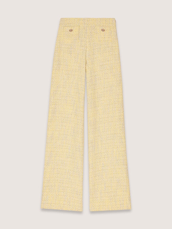 Straight-leg tweed/lurex trousers