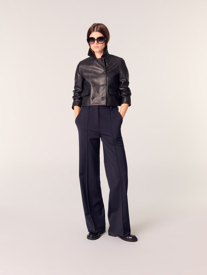 Suit trousers with pintucks