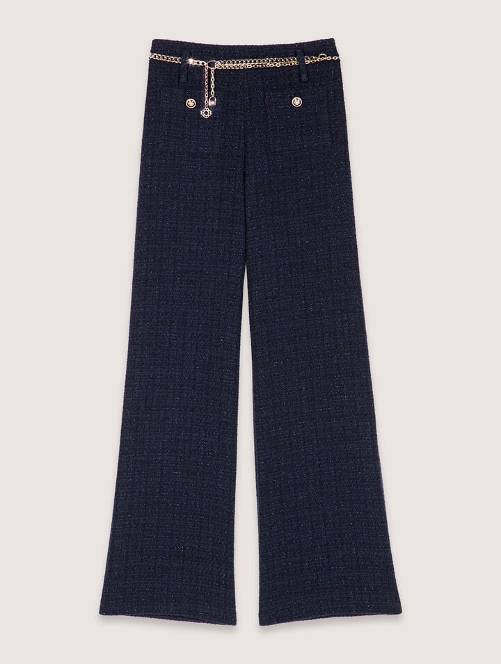 Tweed trousers with chain belt