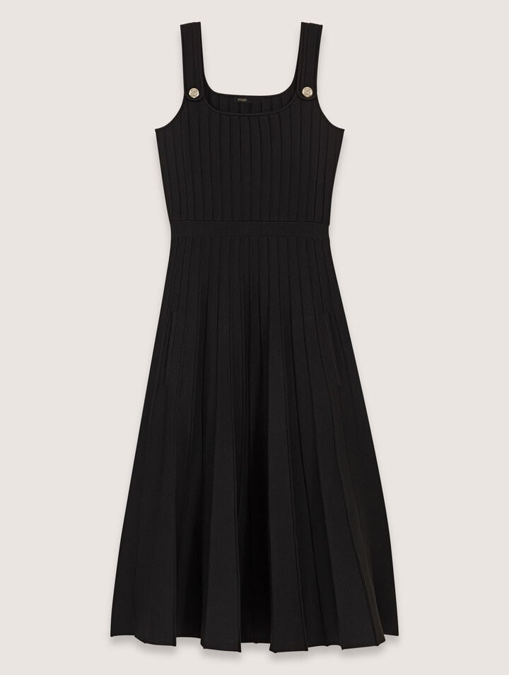 Pleated knit midi dress