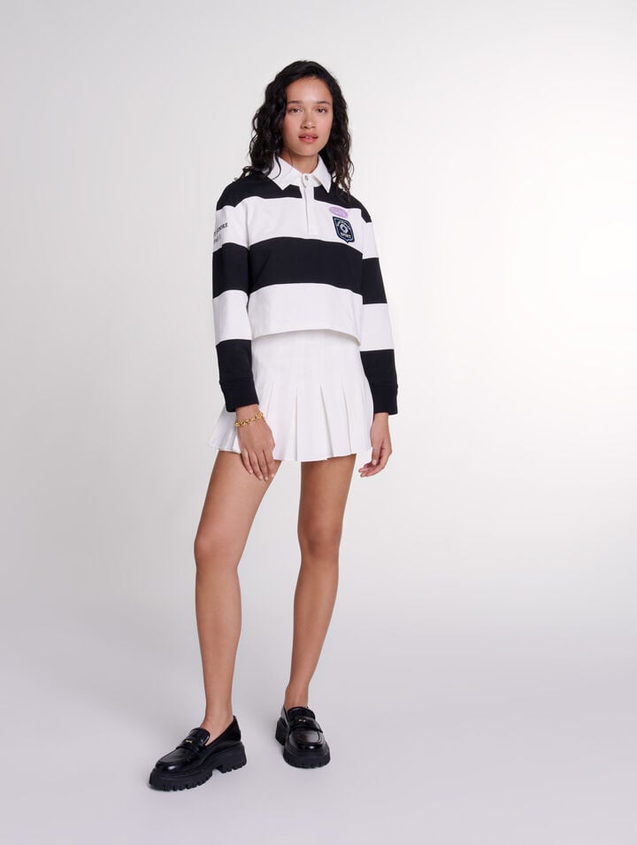 Striped and embroidered polo shirt