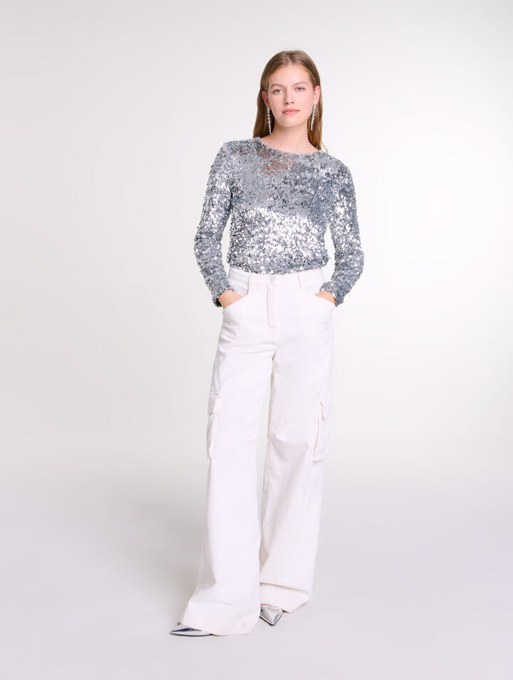 Long-sleeved sequinned top 