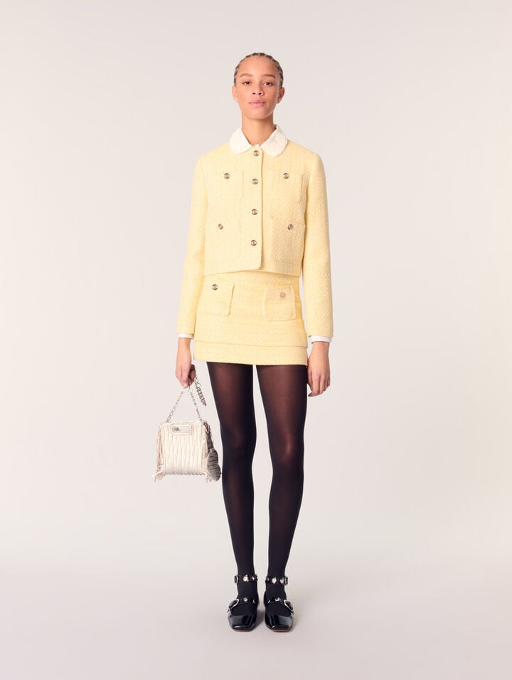 Short tweed and lurex jacket